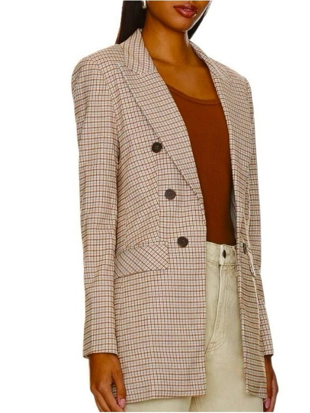 1. STATE Plaid Double Breasted Blazer Size 8